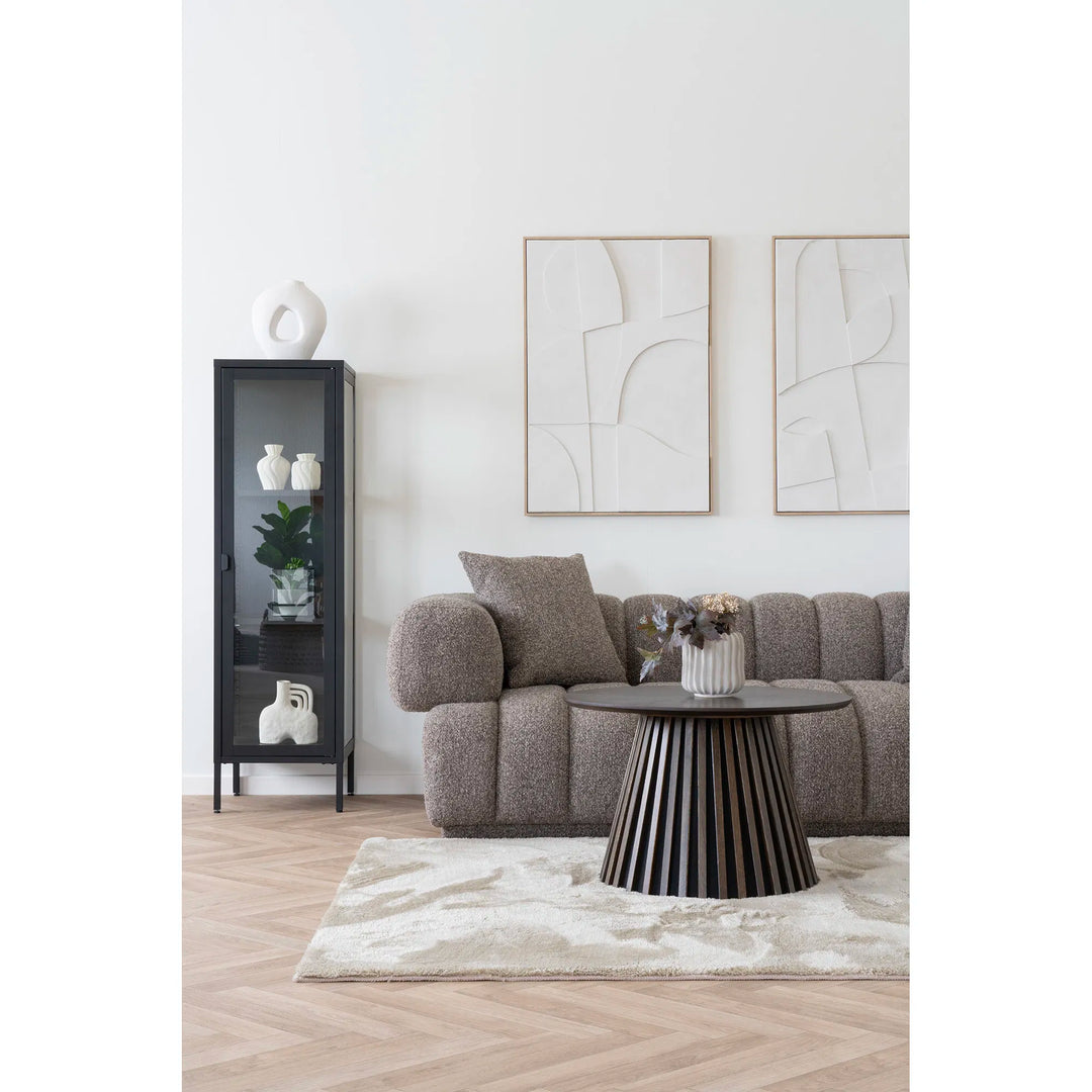 Smalle hoge vitrinekast Brisbane | Zwart | Staal met gehard glas