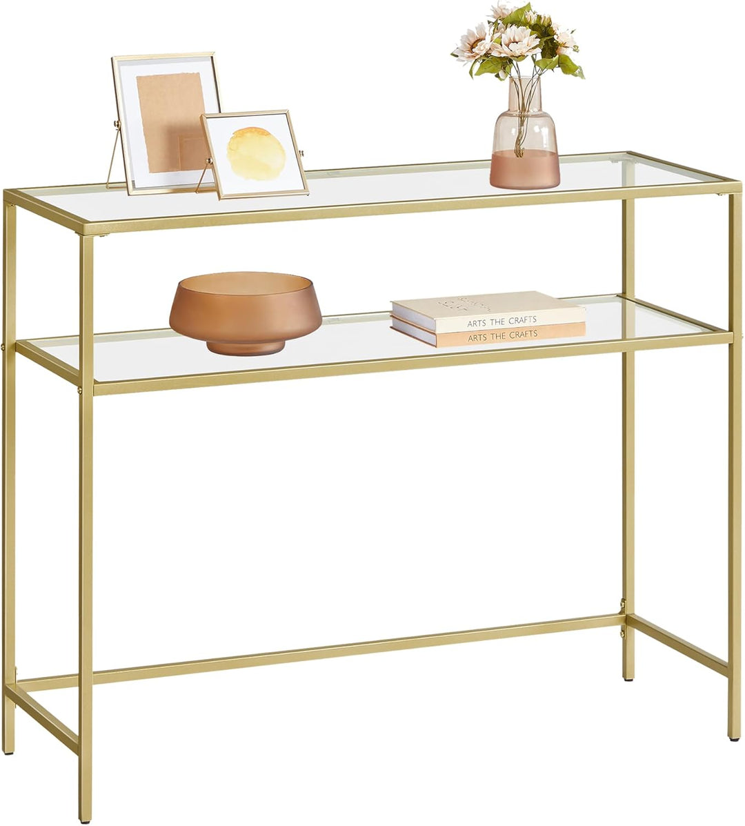 VASAGLE side table | Transparant gehard glas | Goud