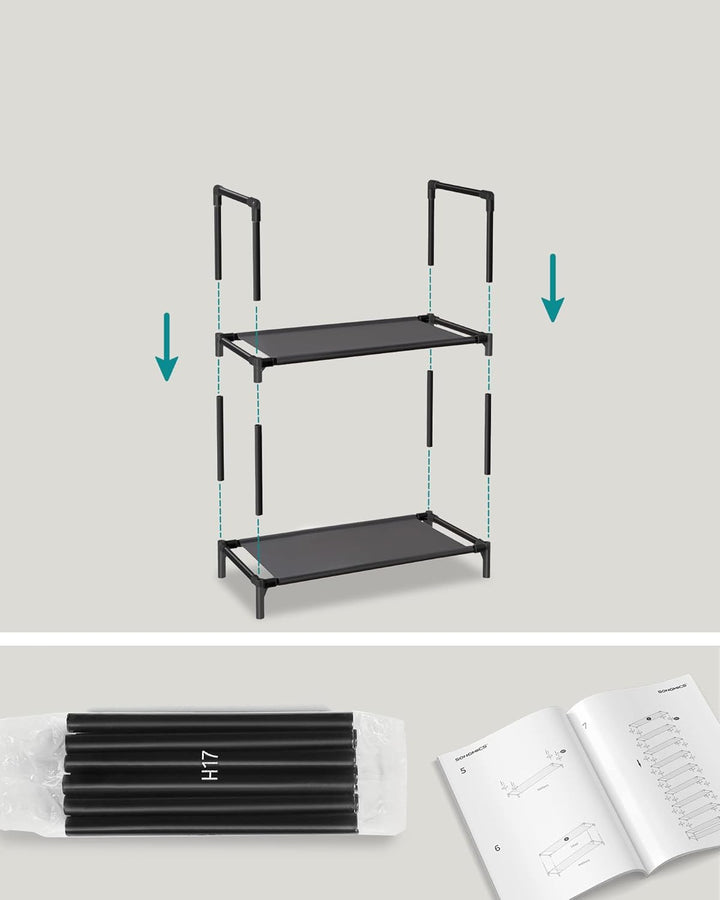 SONGMICS schoenenrek | Metaal | Zwart | 173 cm hoog