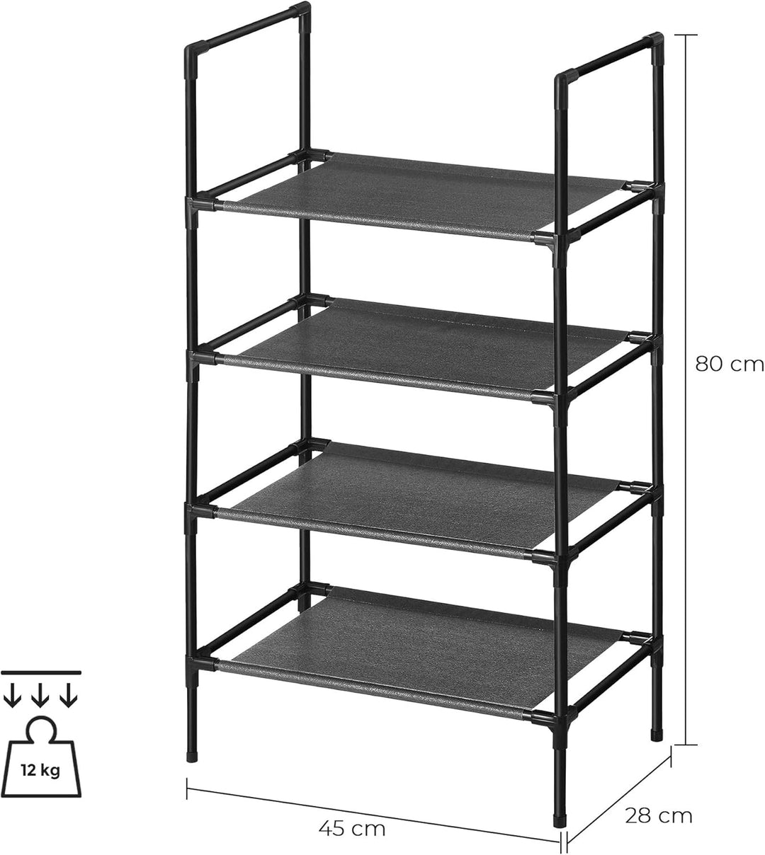 SONGMICS schoenenrek | 4 niveaus | Metaal | Zwart |
