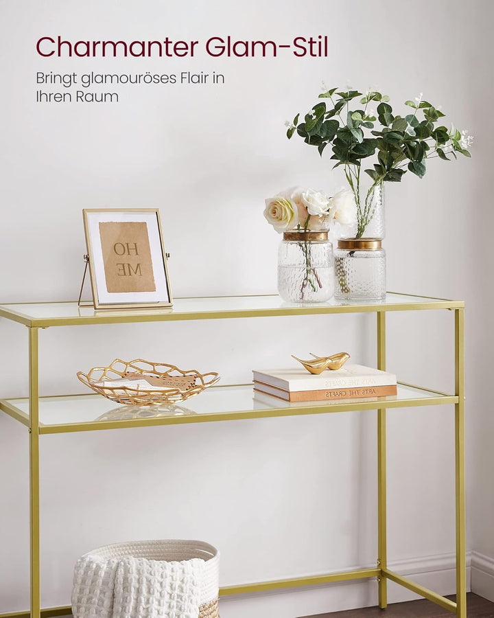 VASAGLE side table | Transparant gehard glas | Goud