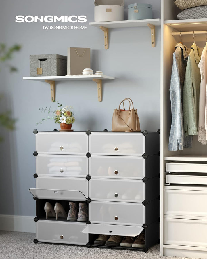 SONGMICS schoenenrek | Zwart | 31 x 43 x 173 cm (D x B x H)