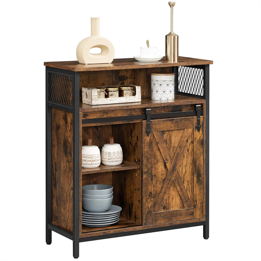 VASAGLE opbergkast | Industrieel | Bruin-zwart | Met schuifdeur | Hout