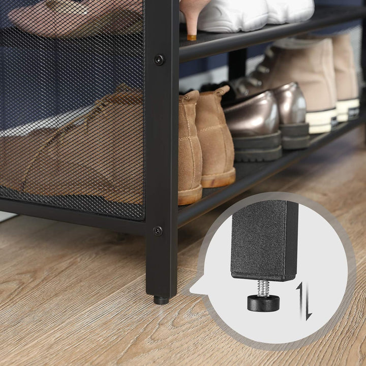 VASAGLE schoenenbank vintage stijl | Zwart leer