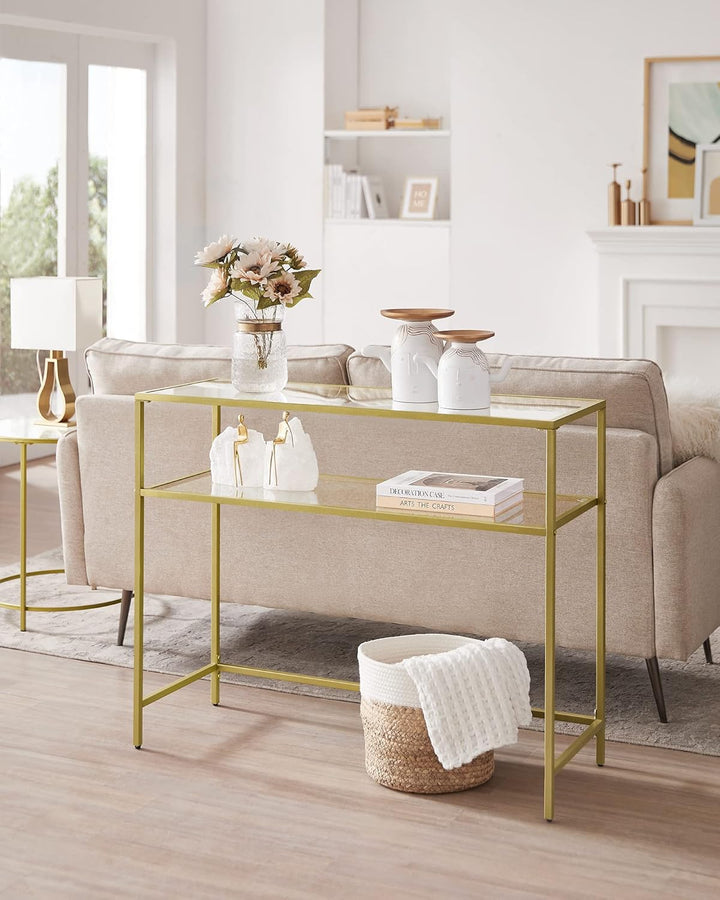 VASAGLE side table | Transparant gehard glas | Goud
