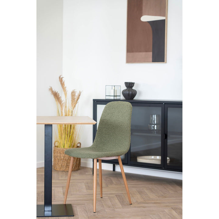 Eetkamerstoelen Stockholm | Donkergroen met houtenlook poten | Set van 2 stuks