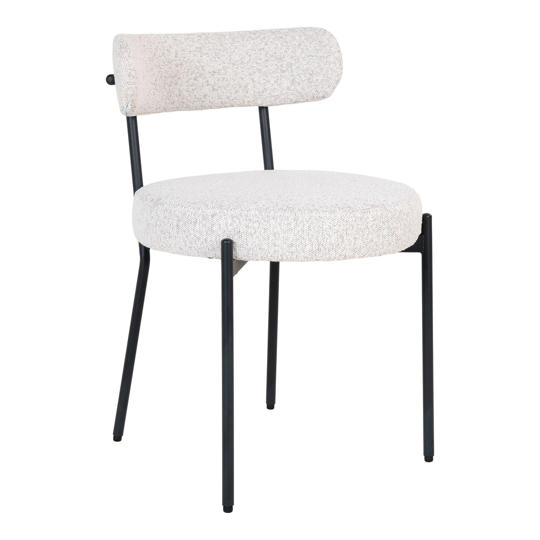 Eetkamerstoelen Badalona | Witte stof met zwarte poten | Set van 2 stuks