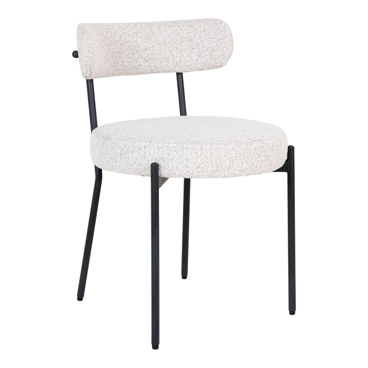 Eetkamerstoelen Badalona | Witte stof met zwarte poten | Set van 2 stuks