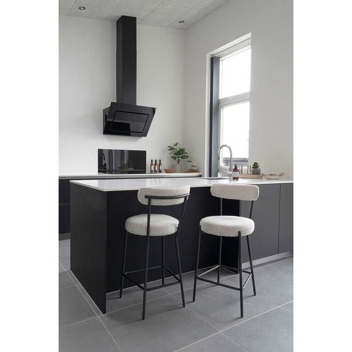 Barkruk Badalona | Luxe witte bekleding met zwarte poten | Modern