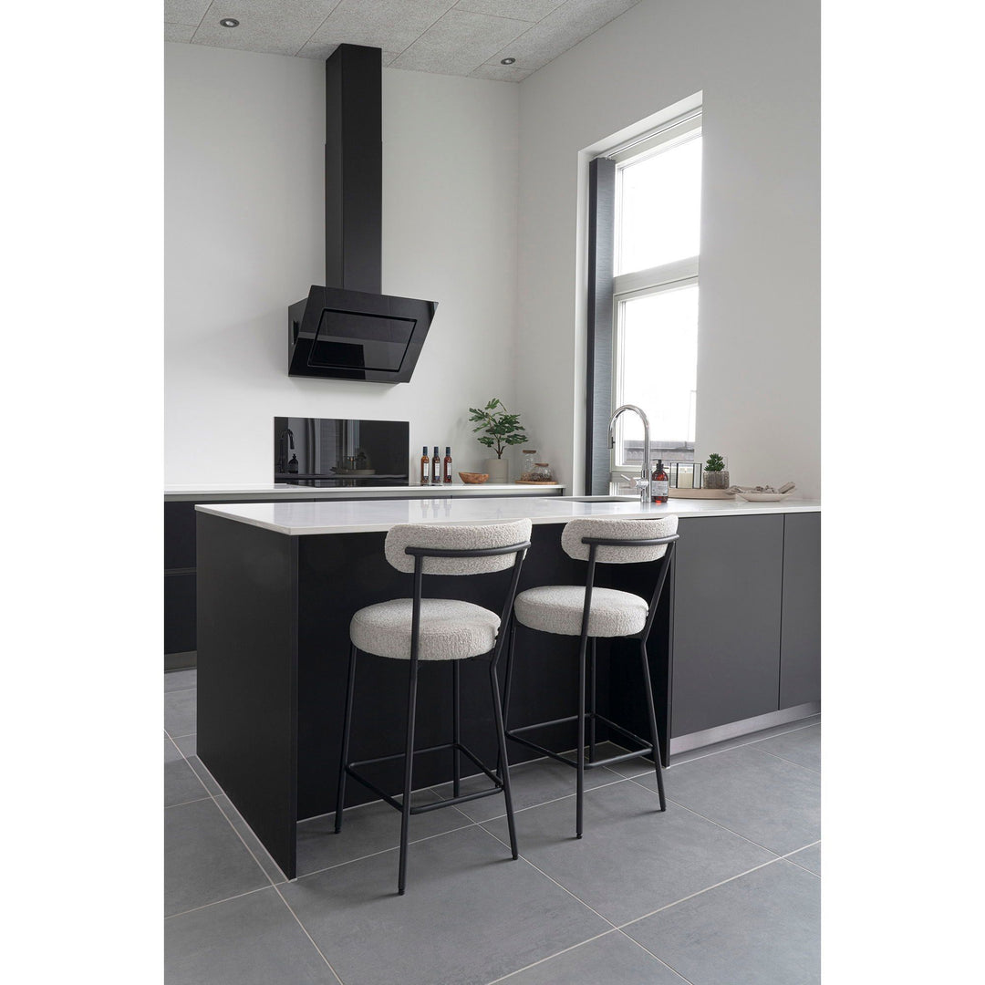 Barkruk Badalona | Luxe witte bekleding met zwarte poten | Modern