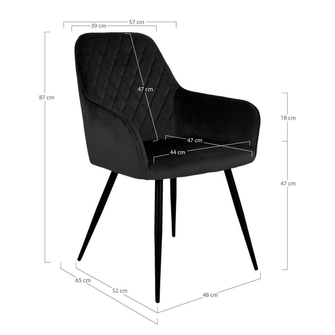 Eetkamerstoelen Harbo | Zwart | Velvet | 2 stuks