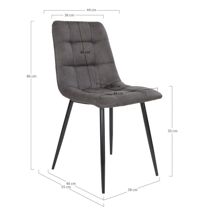 Eetkamerstoelen Middelfart | Microfiber bekleding | Grijs | 2 stuks
