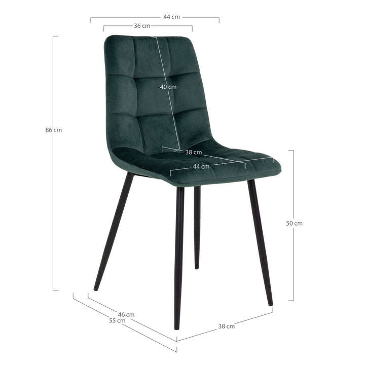 Eetkamerstoelen Middelfart | Donkergroen | Velvet | 2 stuks