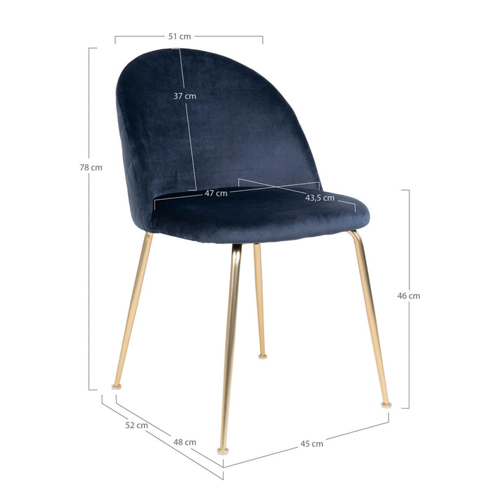Eetkamerstoelen Geneve | Blauw | Velvet | 2 stuks