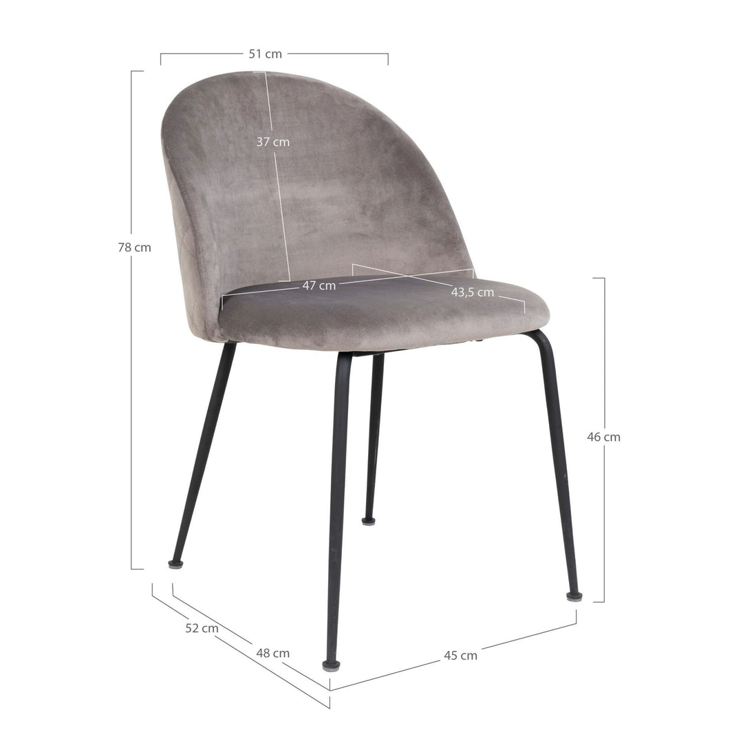 Eetkamerstoelen Geneve | Grijs | Velvet | 2 stuks