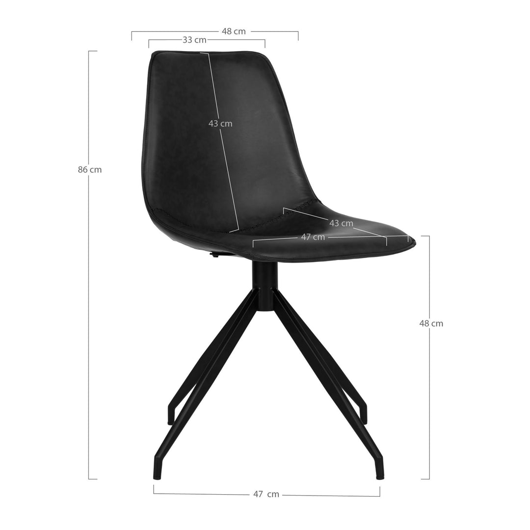 Eetkamerstoelen Monaco | Zwart | Draaibaar | PU-leer | 2 stuks