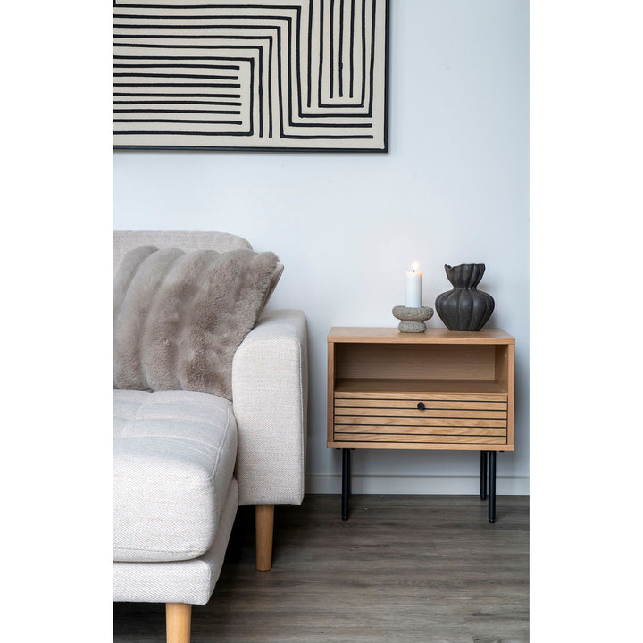 Side table Kyoto | Eikenfineer tafelblad met stalen poten