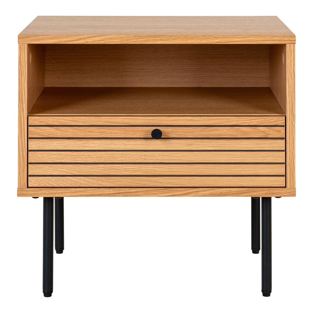 Side table Kyoto | Eikenfineer tafelblad met stalen poten