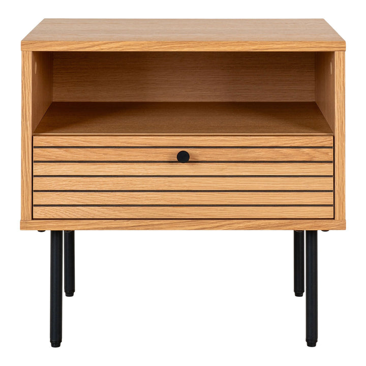 Side table Kyoto | Eikenfineer tafelblad met stalen poten