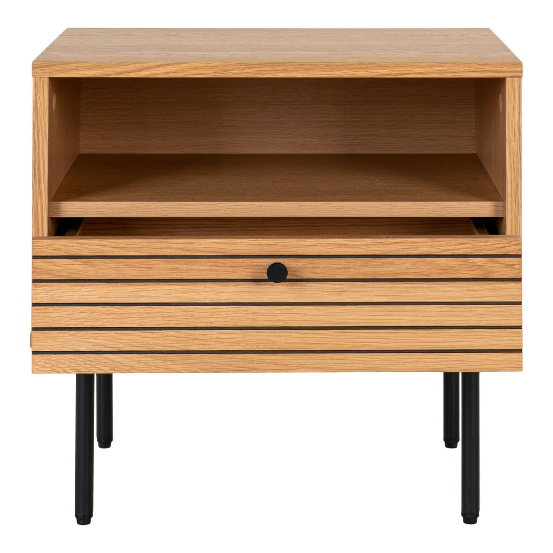 Side table Kyoto | Eikenfineer tafelblad met stalen poten