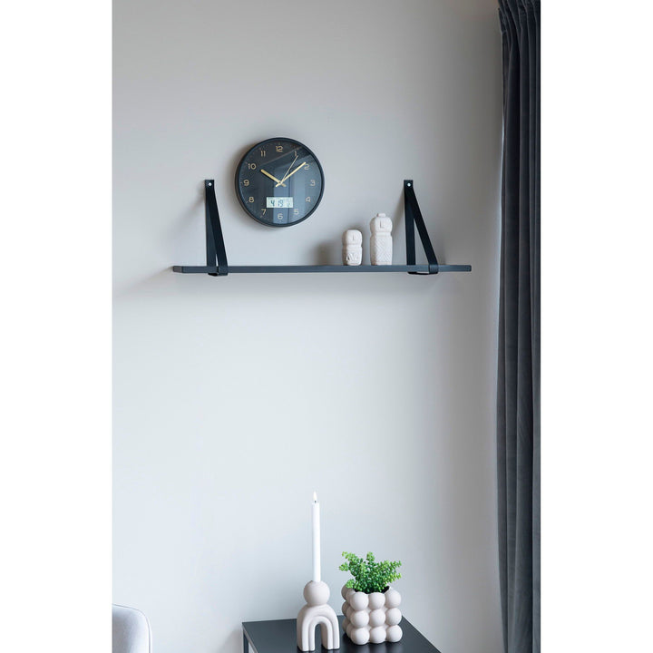 Wandklok Amiens | Zwart met gouden wijzers | Stille klok