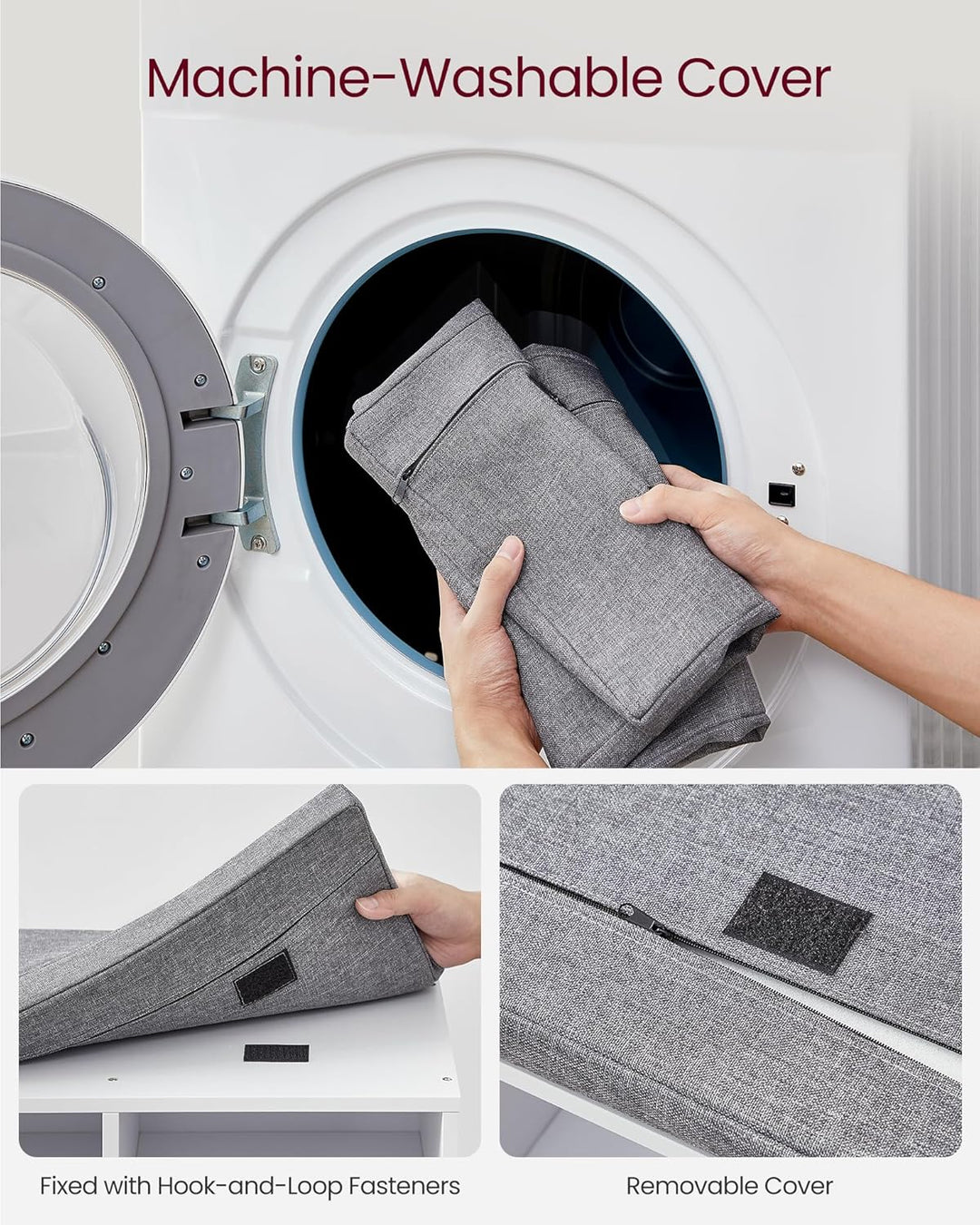 VASAGLE schoenenbank | 9 opbergvakken | Wit & grijs