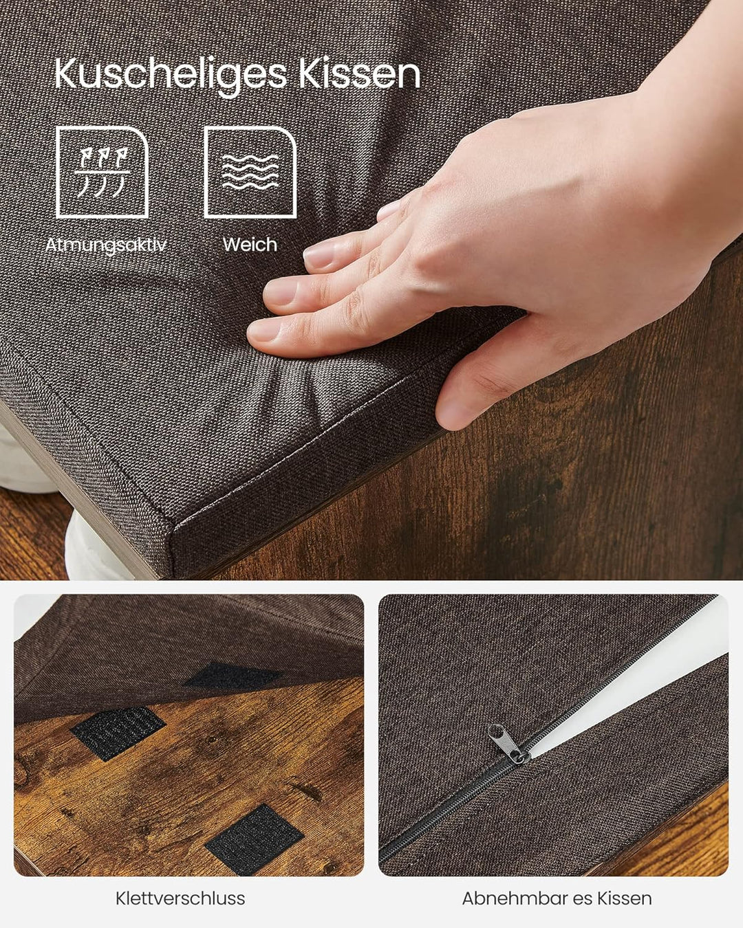 VASAGLE Schoenenrek / schoenbank met lade en open vakken | Vintage Bruin