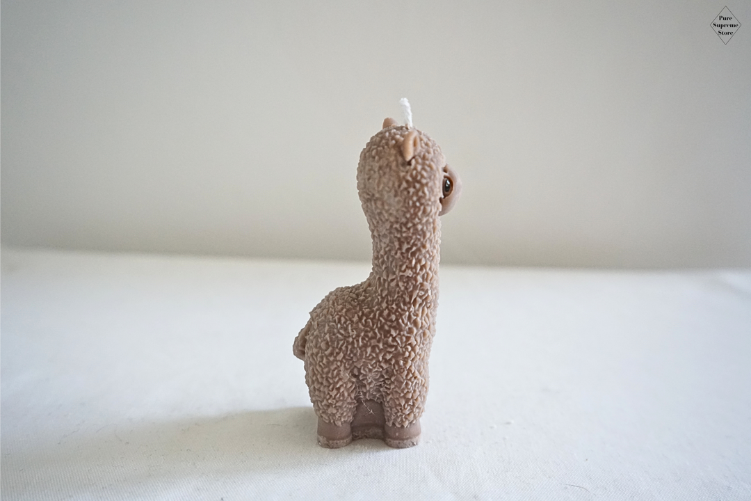 Decoratie kaars alpaca bruin | Handgemaakt