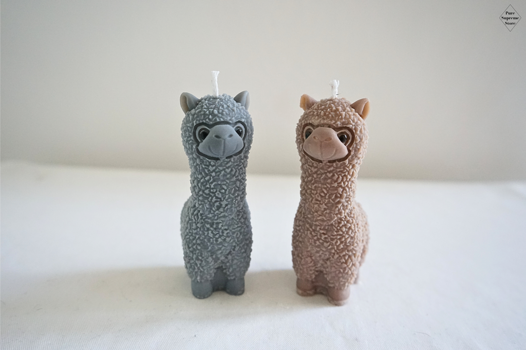 Decoratie kaarsenset alpaca grijs & bruin | 2 stuks | Handgemaakt