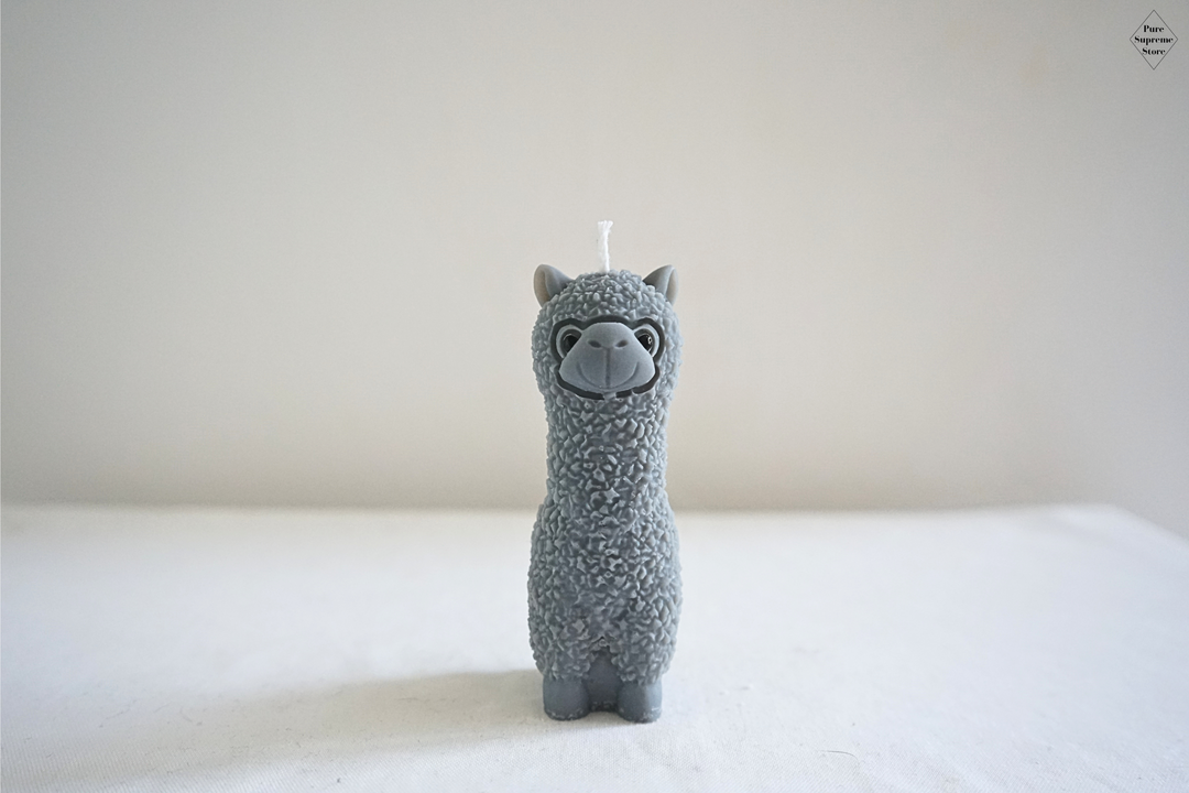 Decoratie kaars alpaca grijs | Handgemaakt