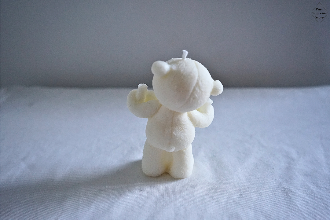 Decoratie kaars beertje met bordje "I love you" | Wit | Handgemaakt