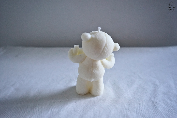 Decoratie kaars beertje met bordje "I love you" | Wit | Handgemaakt