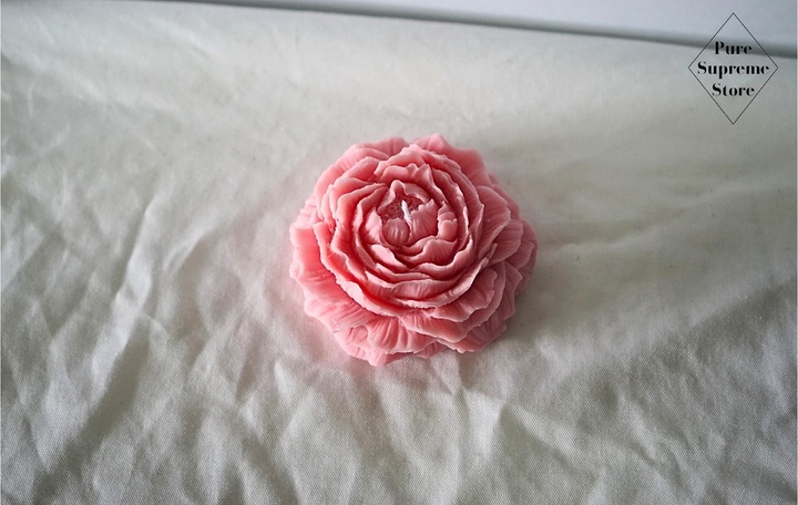 Decoratie kaars Pioenroos roze | Handgemaakt