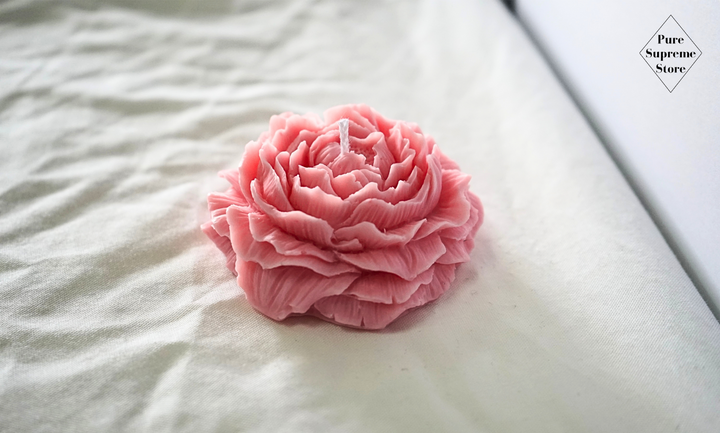 Decoratie kaars Pioenroos roze | Handgemaakt