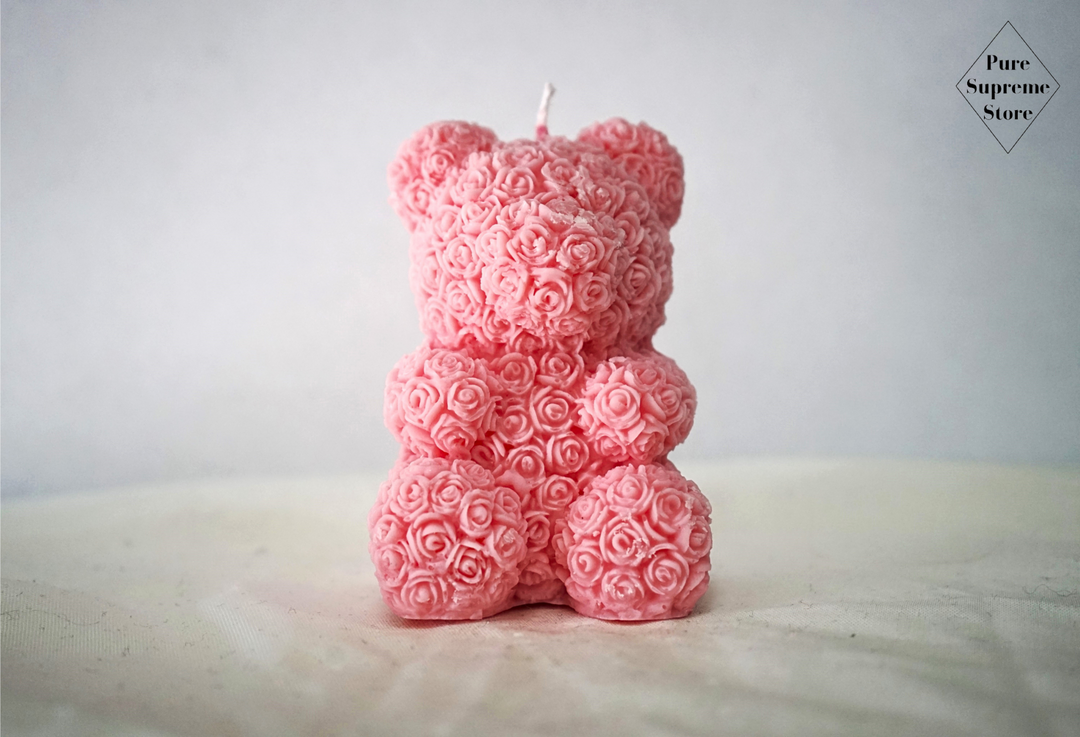 Decoratie kaars T´ beertje roze | Handgemaakt