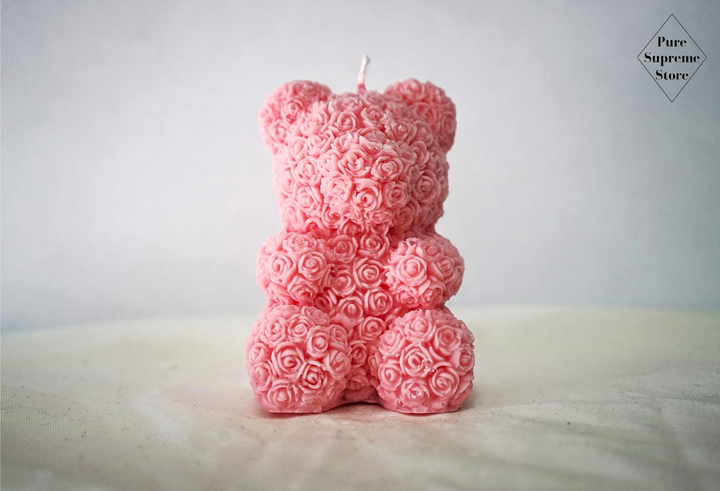 Decoratie kaars T´ beertje roze | Handgemaakt