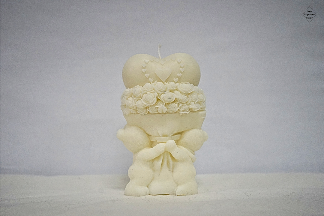 Decoratie kaars liefdes beertjes die hart vasthouden | Handgemaakt