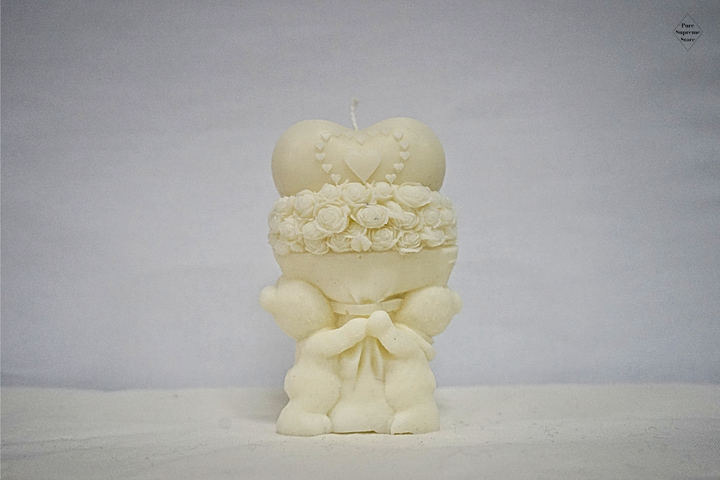 Decoratie kaars liefdes beertjes die hart vasthouden | Handgemaakt