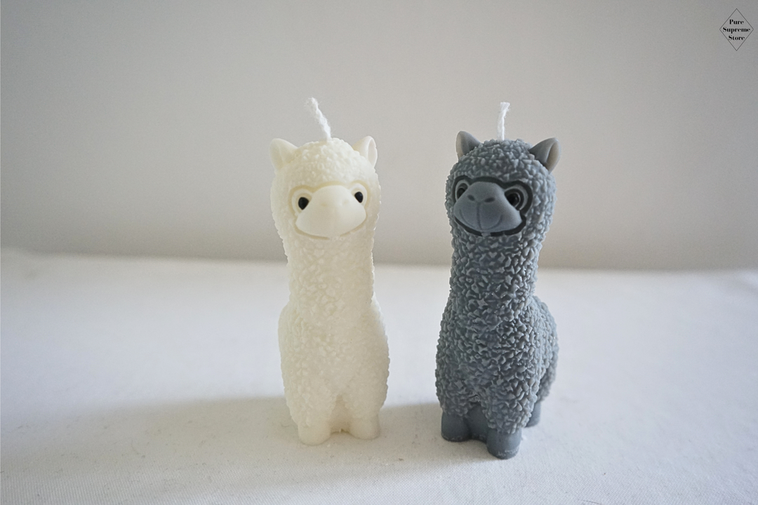 Decoratie kaarsen set alpaca wit & grijs | 2 stuks |  Handgemaakt |