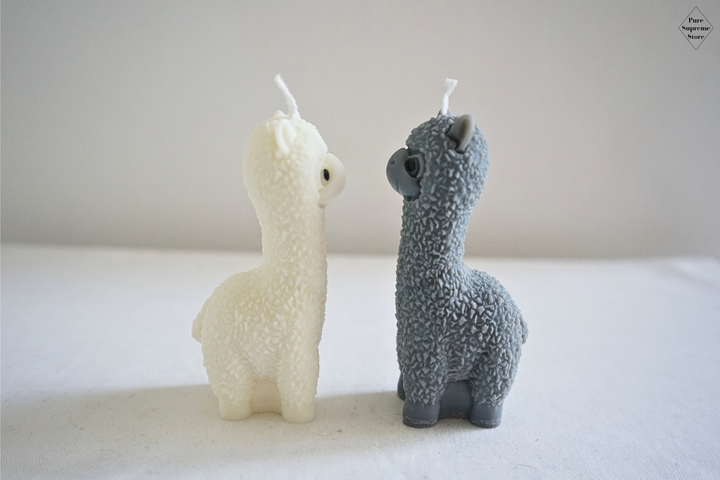 Decoratie kaarsen set alpaca wit & grijs | 2 stuks |  Handgemaakt |