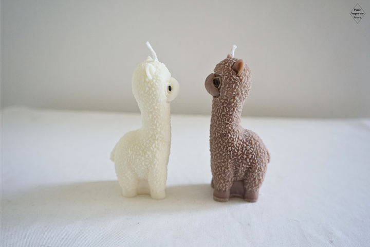 Decoratie kaarsen set alpaca wit & bruin | 2 stuks | Handgemaakt