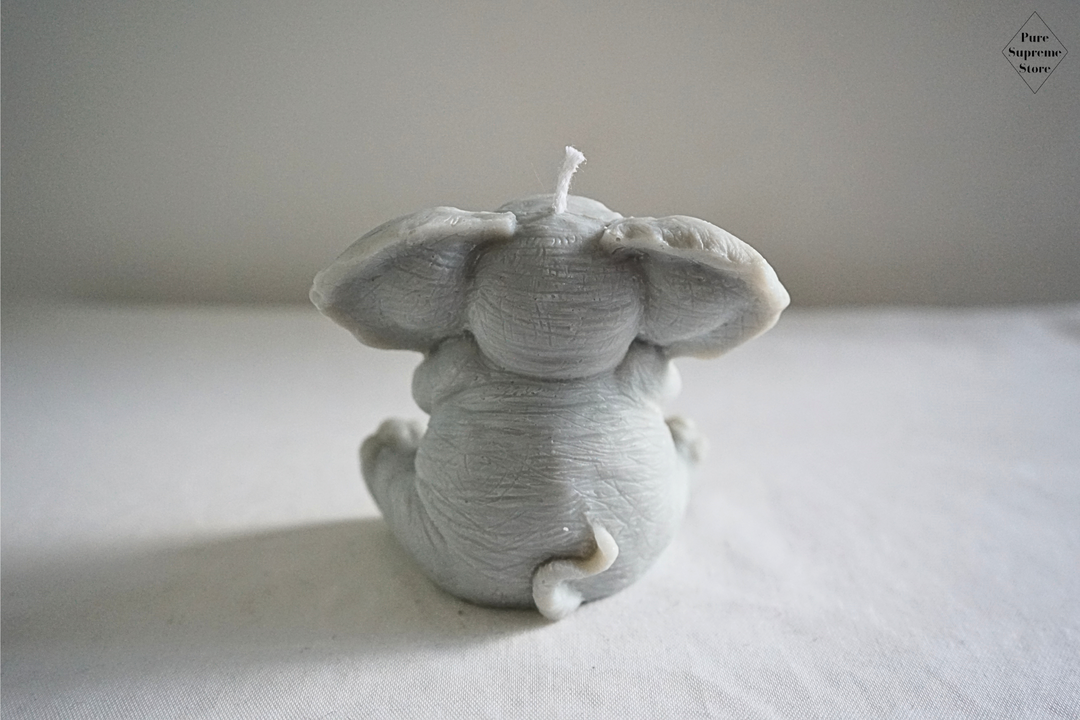 Decoratie kaars olifantje | Grijs | Handgemaakt