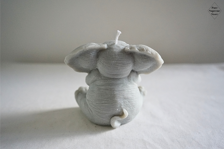 Decoratie kaars olifantje | Grijs | Handgemaakt
