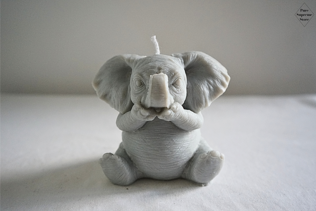 Decoratie kaars olifantje | Grijs | Handgemaakt