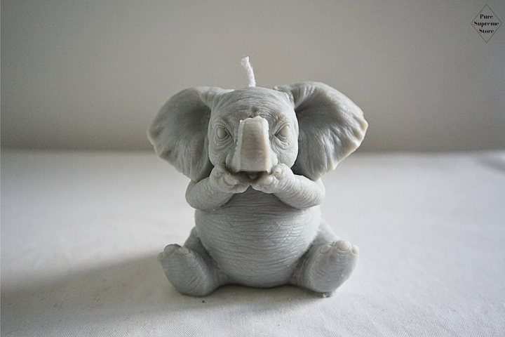 Decoratie kaars olifantje | Grijs | Handgemaakt
