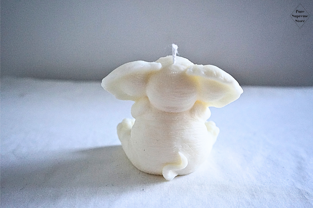 Decoratie kaars olifantje | Wit | Handgemaakt