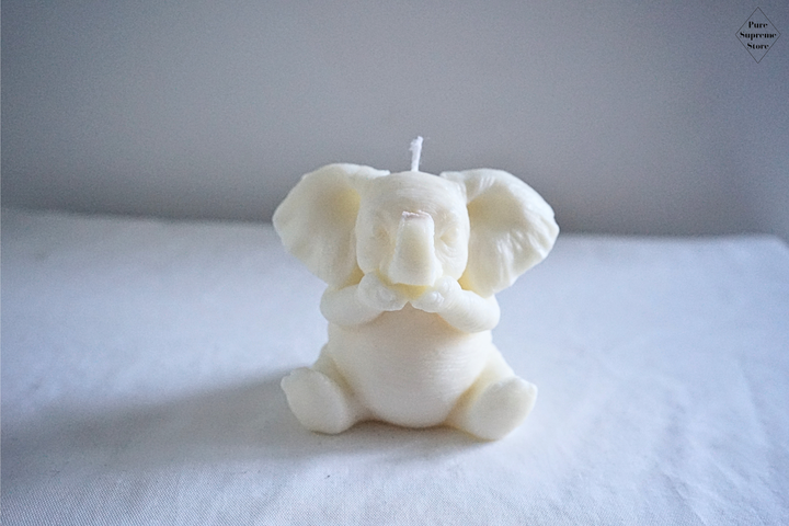 Decoratie kaars olifantje | Wit | Handgemaakt