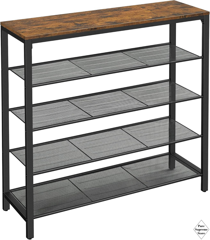 VASAGLE schoenenrek | Bruin & zwart | Moderne, industriële stijl