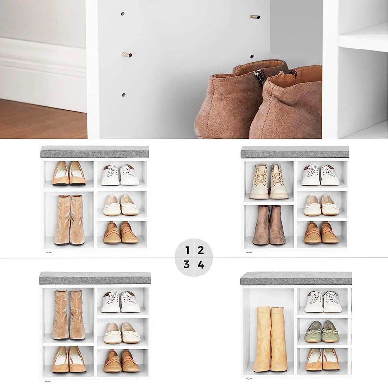 VASAGLE schoenenbank / schoenenrek | wit | Veel opbergruimte