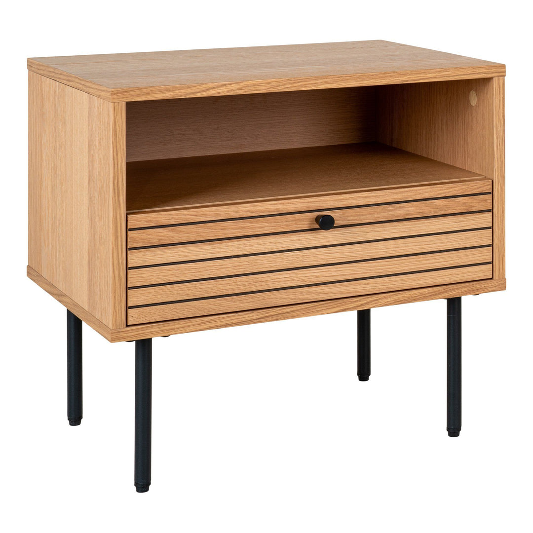 Side table Kyoto | Eikenfineer tafelblad met stalen poten